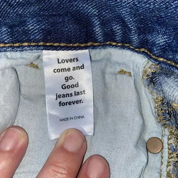 Pacsun Jean Womens 25 Blue Color Block Ultra High Rise Slim Button Fly Patch 90s - Picture 4 of 12